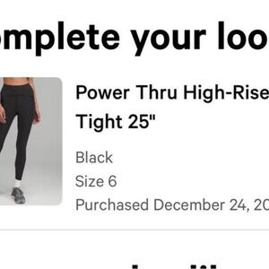 Power Thru High-Rise Black Tight 25" lululemon